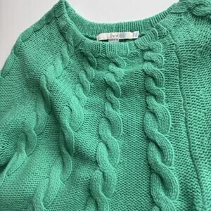 BODEN Sweater S(2) 100% Wool Chunky Cable Knit Pullover Mint Green Minimal Old $